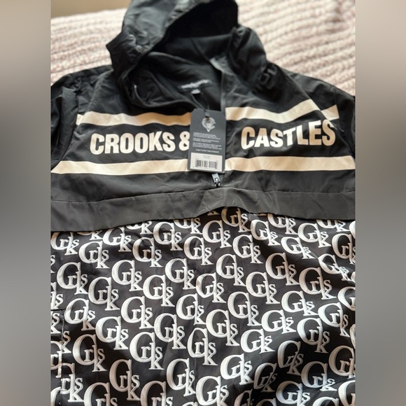 Crooks & Castles Half-Zip Windbreaker Jacket – Black/White - Picture 6 of 11